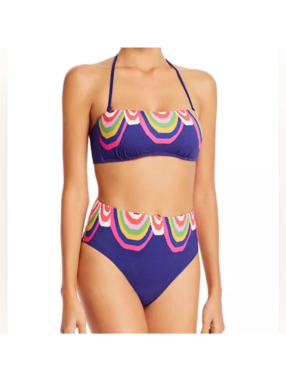 Trina Turk Swimwear, Ultramarine (Blue) Rainbow Swirl Bandeau Bikini 2pc 12/16